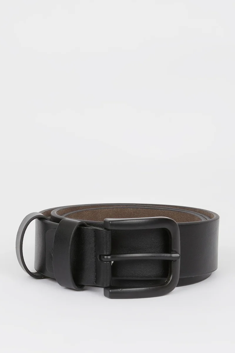 ديفاكتو Man Rectangle Clasp Faux Leather Belt
