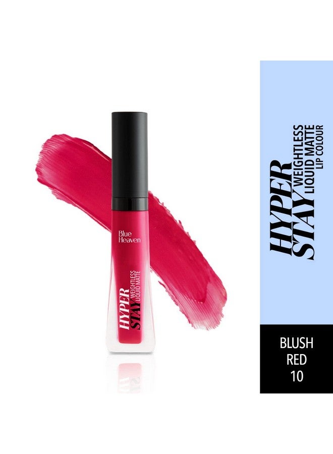 بلو هيفن أحمر شفاه سائل غير لامع خفيف الوزن من بلو هيفن هايبر ستاي | يدوم طويلاً ومقاوم للتلطخ | أحمر شفاه غير لامع لا يسيل للنساء | أحمر خدود - 10 | 6 مل - Image 2