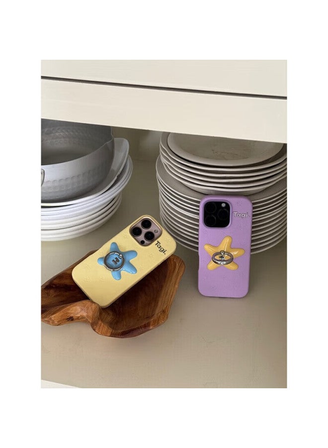 Tagi. Tagi "tapi Star" Diamond Ring Rotating Stand Leather Embossed Full-coverage Anti-scratch Phone Case For Iphone 17 Pro Holiday Gift - Hazelnut Berry - Image 4
