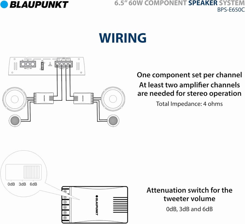 BLAUPUNKT BPS-E650C 6.5" 120W Component Car Speakers with Silk Dome Tweeters - Image 4