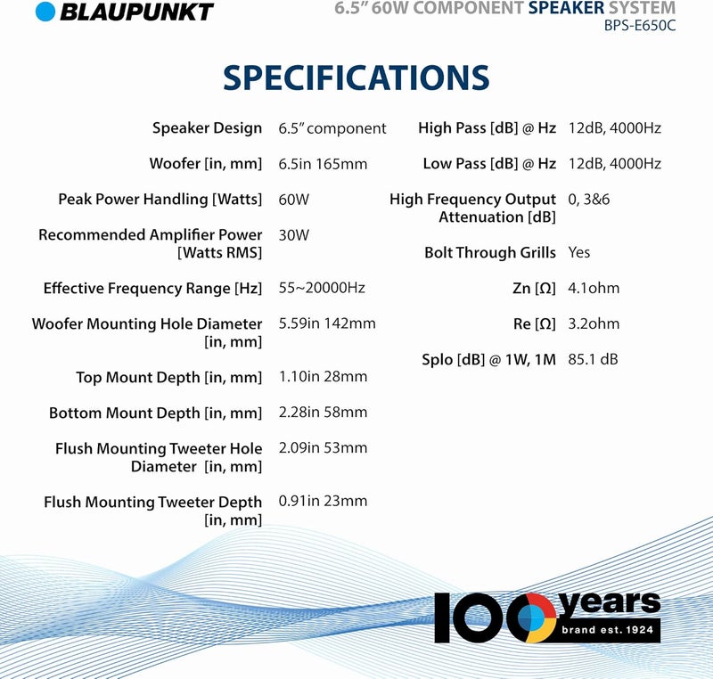 BLAUPUNKT BPS-E650C 6.5" 120W Component Car Speakers with Silk Dome Tweeters - Image 3