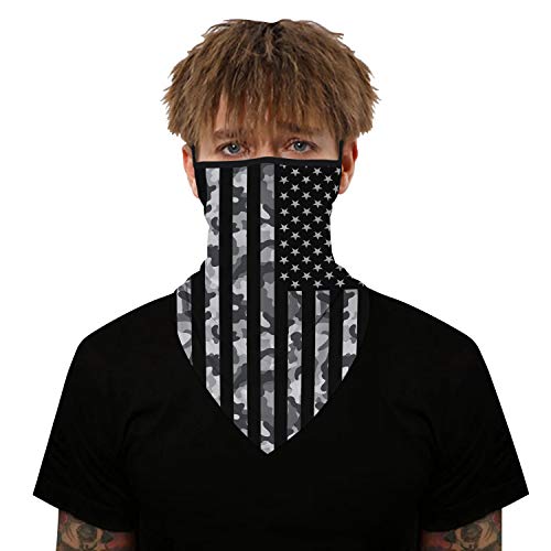 YAYOUREL Black American Flag Bandana Neck Gaiter Face Mask Covering Bandanas for Men Women Summer UV Cooling Face Scarf Mask Cover Ear Loop Hole Triangle Facemask Headwear for Fishing Running - Image 5
