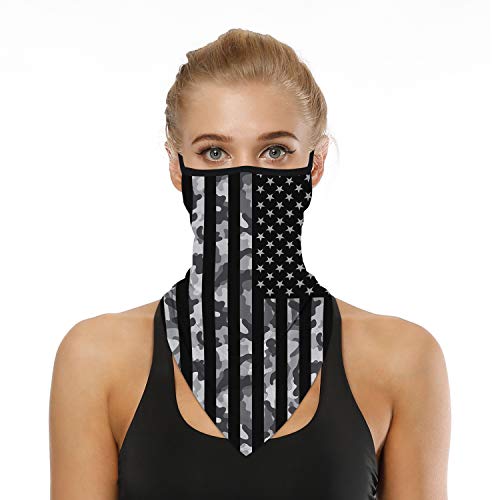YAYOUREL Black American Flag Bandana Neck Gaiter Face Mask Covering Bandanas for Men Women Summer UV Cooling Face Scarf Mask Cover Ear Loop Hole Triangle Facemask Headwear for Fishing Running - Image 1