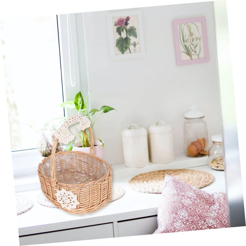 Large Portable Woven Storage Basket With Handles For Vegetables Fruits And Flowers - Image 4