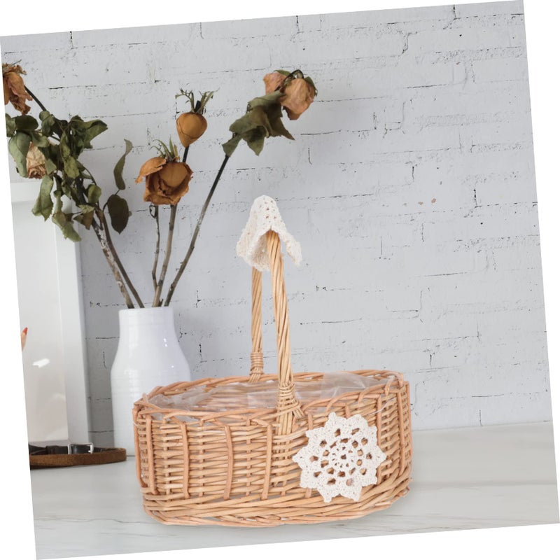 Large Portable Woven Storage Basket With Handles For Vegetables Fruits And Flowers - Image 5