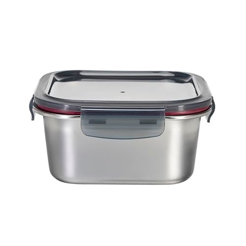 Peggy Oliver Everyday Stainless Steel Food Container With Classic PP Lid 316 Stainless Steel (1450 ml) | Square | Airtight & Leak-Proof | BPA-Free | Microwave & Dishwasher Safe | Ideal for Regular Use - Image 1