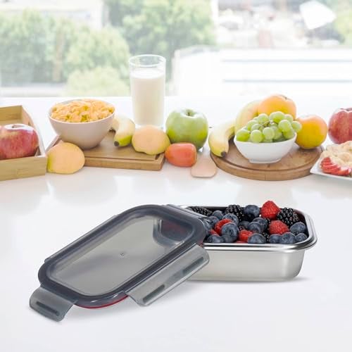 Peggy Oliver Everyday Stainless Steel Food Container With Classic PP Lid 316 Stainless Steel (1450 ml) | Square | Airtight & Leak-Proof | BPA-Free | Microwave & Dishwasher Safe | Ideal for Regular Use - Image 5