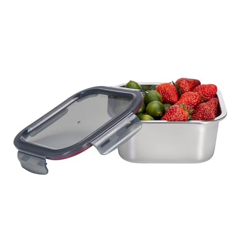 Peggy Oliver Everyday Stainless Steel Food Container With Classic PP Lid 316 Stainless Steel (1450 ml) | Square | Airtight & Leak-Proof | BPA-Free | Microwave & Dishwasher Safe | Ideal for Regular Use - Image 4