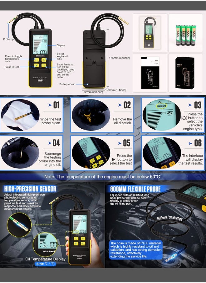 Autool As503 Engine Oil Tester with Digital Display for Auto Check Gasoline & Diesel Car Engine Poa Oil Quality Repair Tools  - Image 3