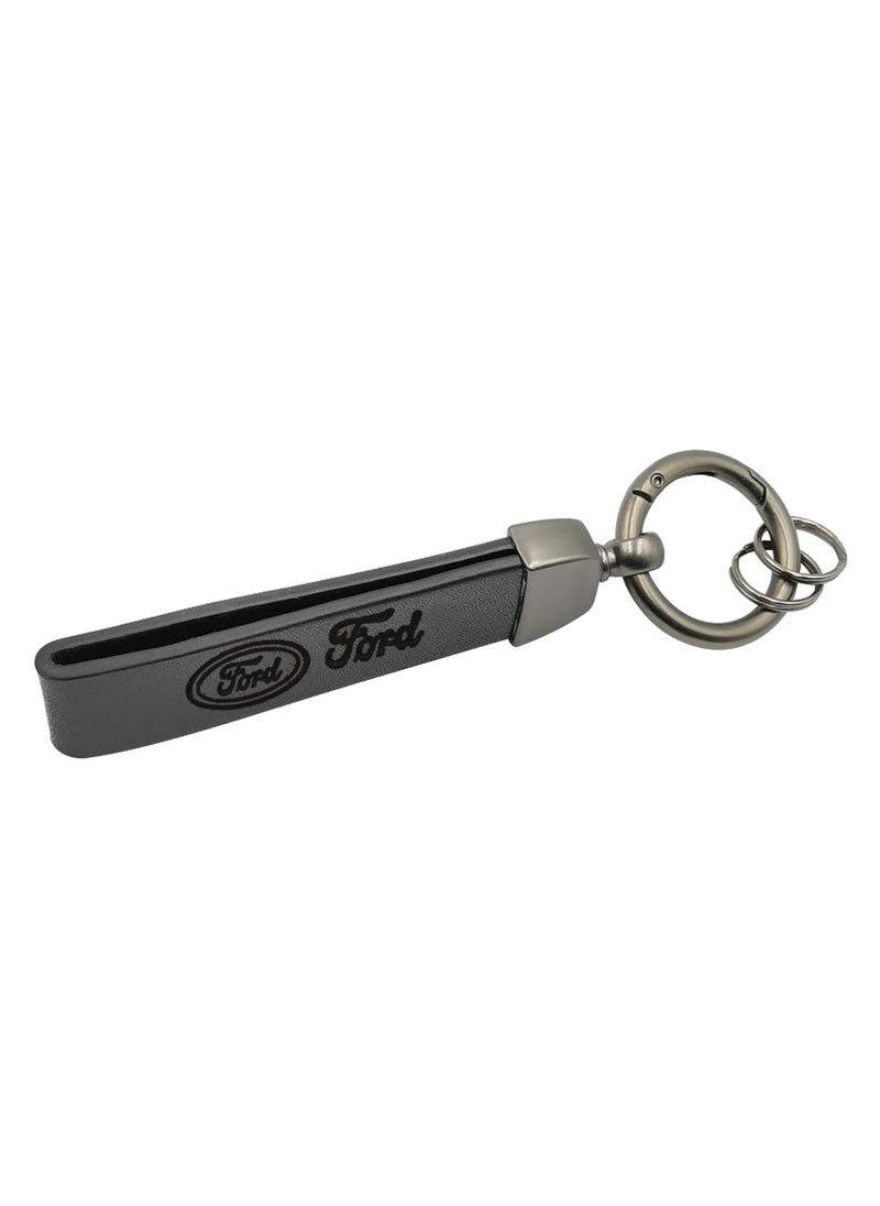 Ford - Premium Leather Keychain FORD Metal Ring Car Key Chain - Image 1