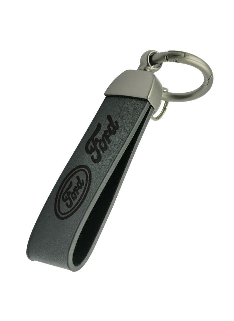 Ford - Premium Leather Keychain FORD Metal Ring Car Key Chain - Image 1