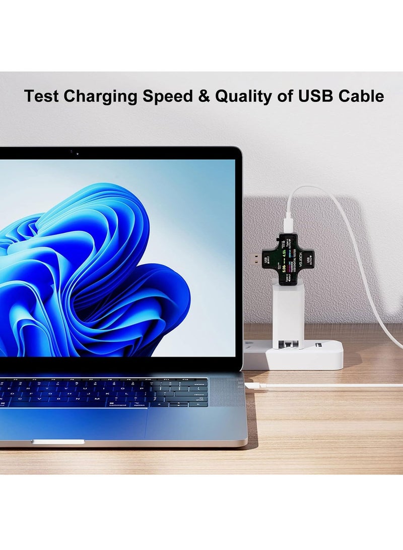 USB-C Power Meter Tester 2-in-1 | IPS Color Screen Digital Multimeter | Voltage & Current Detector | Type-C Voltmeter Ammeter | 3.6–32V, 0–5.1A Charger Indicator