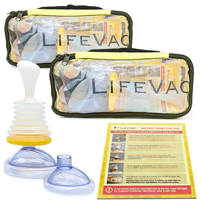 LifeVac Yellow Travel Kit 2 Pack - Portable Suction Rescue Device, First Aid Kit for Kids and Adults, Portable Airway Suction Device for Children and Adults - Image 1