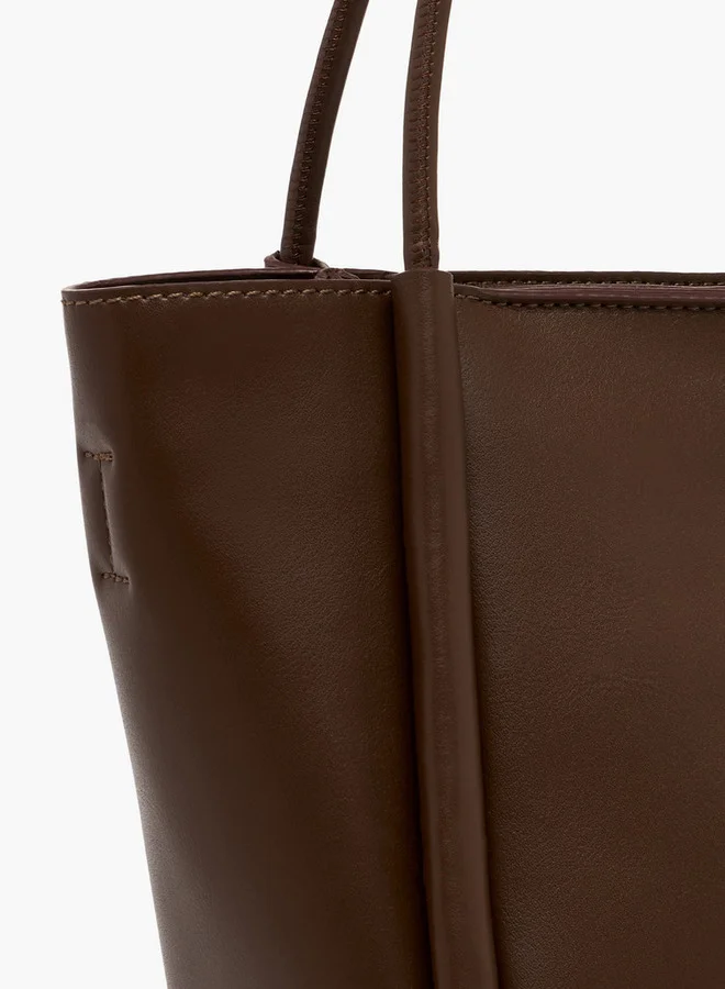 Flora Bella By Shoexpress Solid Tote Bag with Double Handles and Detachable Strap