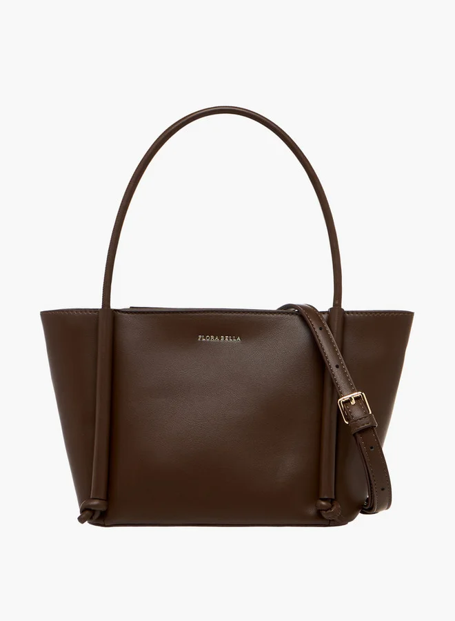 Flora Bella By Shoexpress Solid Tote Bag with Double Handles and Detachable Strap