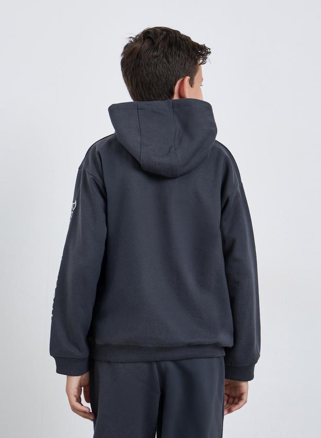 Styli Teens Grey Slogan Print Cotton Hoodie - Image 4