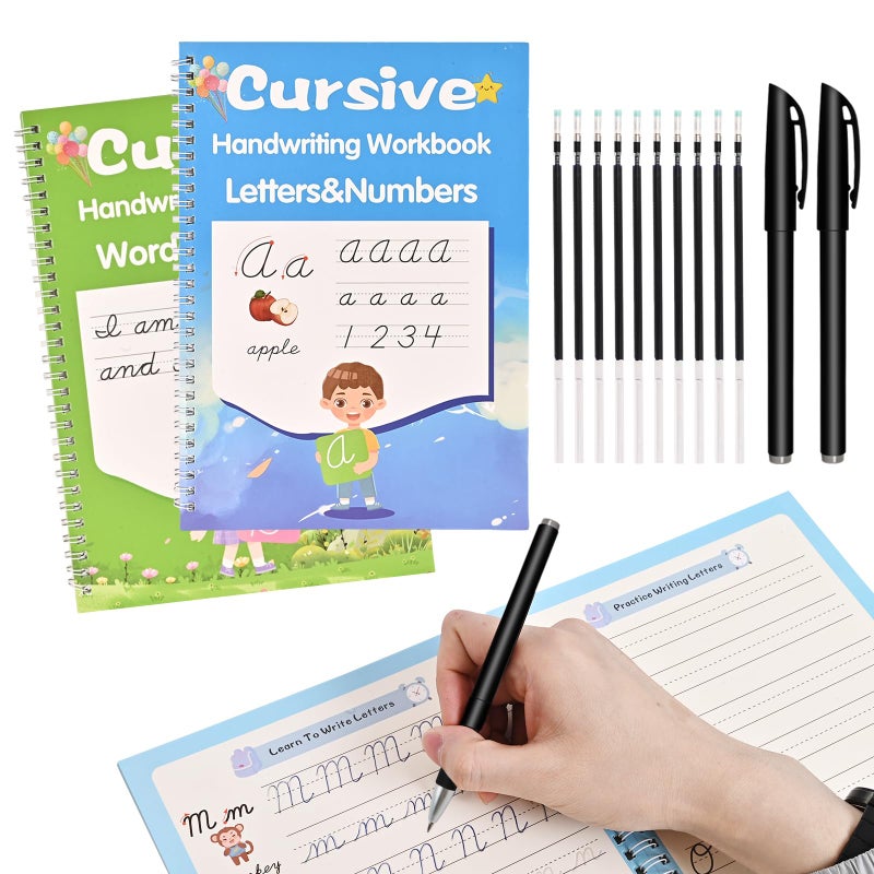 AALGO Grooved Cursive Handwriting Workbook,Magic Grooved Writing Practice Cursive for Children and Beginners,Learn Cursive Handwriting With Letters,Words and Sentences - Image 1