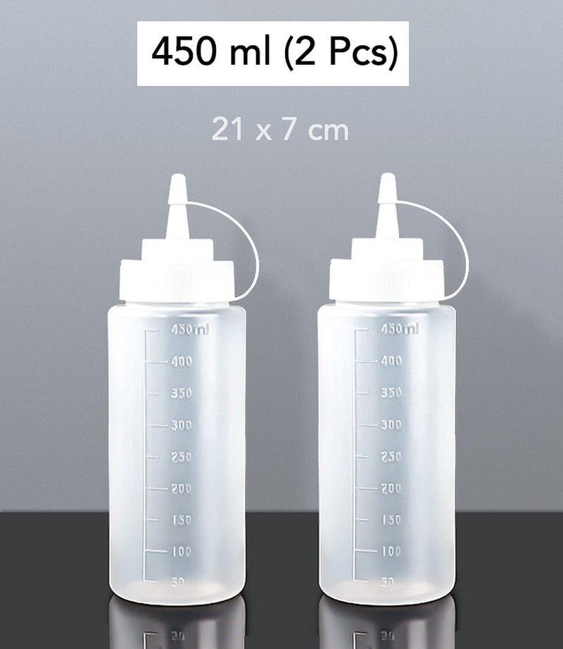 wolpin 450 ML Kitchen Sauce Bottle Dispenser (Pack of 2) | Plastic Squeeze Bottle Condiment for Sauce Vinegar Oil Ketchup Cruet Bottles Ketchup - White - Image 5