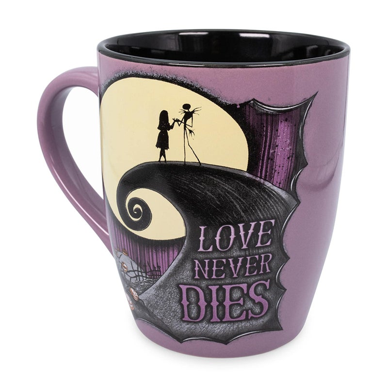 Disney The Nightmare Before Christmas Love Never Dies 25Ounce Ceramic Mug BPAFree Large Coffee Cup For Espresso Caffeine Beverages Home Kitchen Essentials Halloween Gifts and Collectibles