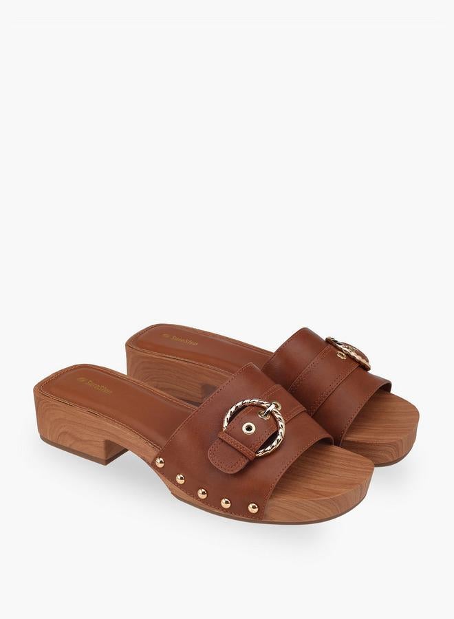 Surestep Women Buckle Accent Block Heel Sandals - Image 1
