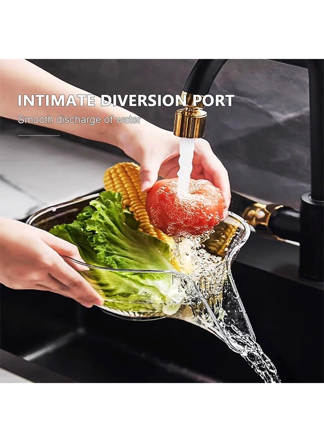 2PCS Multi-functional Drain Basket, New Drainage Basket Funnel, Kitchen Sink Drain Strainer Basket Drain Rack, Drainer Food Basket with Spout for Vegetables Fruits Pasta - Image 2