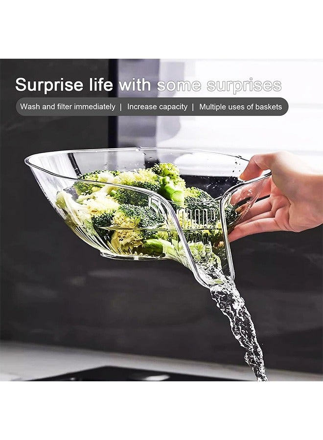 2PCS Multi-functional Drain Basket, New Drainage Basket Funnel, Kitchen Sink Drain Strainer Basket Drain Rack, Drainer Food Basket with Spout for Vegetables Fruits Pasta - Image 3