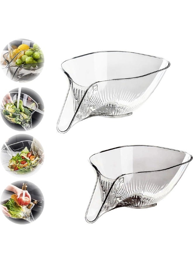2PCS Multi-functional Drain Basket, New Drainage Basket Funnel, Kitchen Sink Drain Strainer Basket Drain Rack, Drainer Food Basket with Spout for Vegetables Fruits Pasta - Image 1
