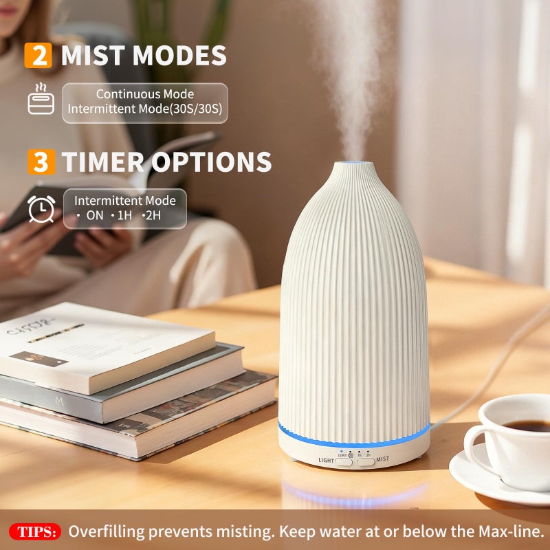 URPOWER 100ML Essential Oil Diffuser Ultrasonic Cool Mist Humidifier with 7 LED Lights, Timer & Auto-Off Quiet Aromatherapy Scent Diffuser for Home Bedroom Office Relaxation - Image 2