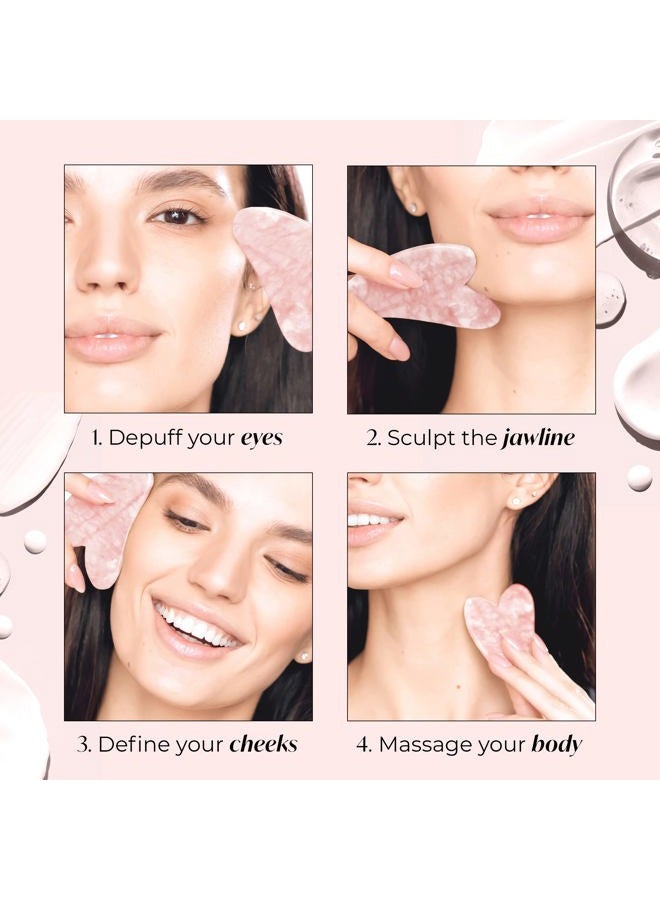 Plantifique - Rose Quartz Gua Sha Tool – Anti-Aging Face Massager & Jawline Shaper for Skincare Routine – Facial Massage & Skin Care Gift - Image 1