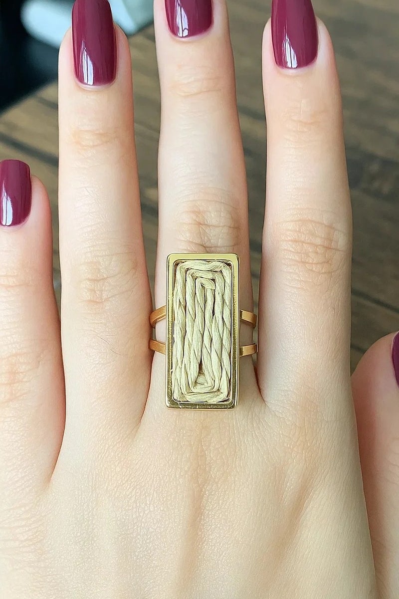 Vbranda A modern rectangular design ring with standout details rust-resistant. 