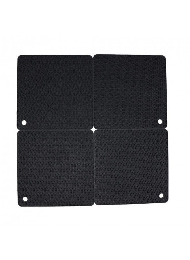 Smithcraft Silicone Trivets for Hot Dishes, Pots and Pans, Hot Pads for Kitchen, Black Silicone Pot Holders, Silicone Mats for Kitchen Counter, Non Slip Heat Resistant Mat, Flexible Trivet Mat Set 4 - Image 1