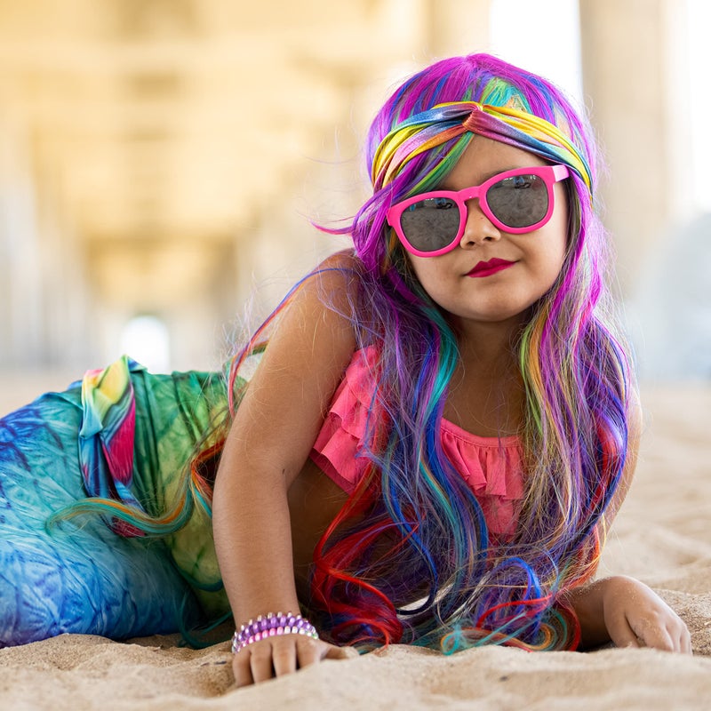 FROG SAC 6 Mermaid Knotted Headbands For Girls, Little Girl Hair Accessories, Kids Knot Headwraps, Criss Cross Tie Dye Head Bands, Metallic Rainbow Turban Hair Bands - Image 5