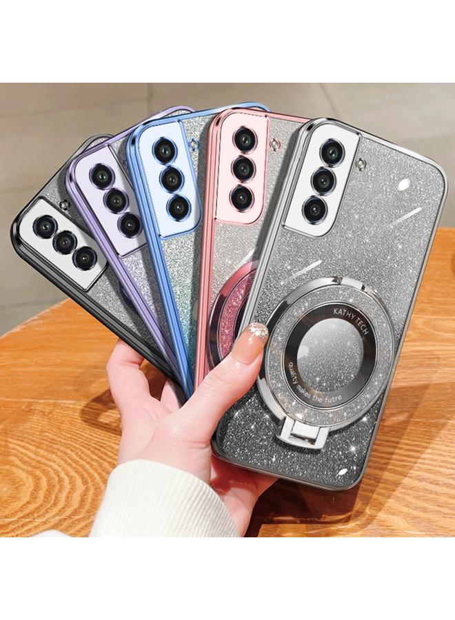 S-TOP Case For Samsung Galaxy S21 FE 5G Plated Gradient Glitter Round Holder TPU Phone Case - Image 2