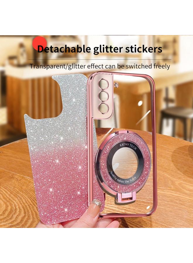 S-TOP Case For Samsung Galaxy S21 FE 5G Plated Gradient Glitter Round Holder TPU Phone Case - Image 4