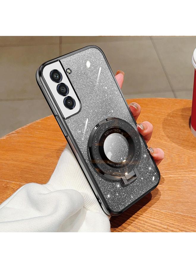 S-TOP Case For Samsung Galaxy S21 FE 5G Plated Gradient Glitter Round Holder TPU Phone Case - Image 1