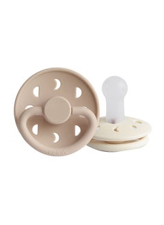 FRIGG Pack Of 2 Moon Phase Silicone Baby Pacifier 6-18M, Cream/Croissant - Size 2  - Image 1