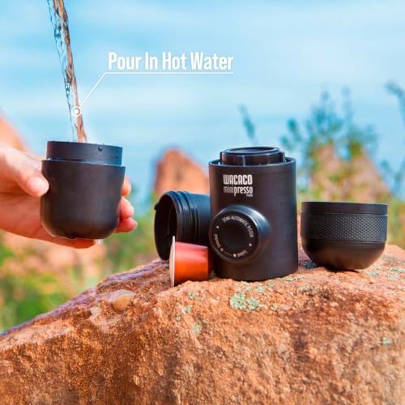 Travel, Camping, Office espresso maker; stainless steel; black; manual portable design with built-in capsule system - Image 3
