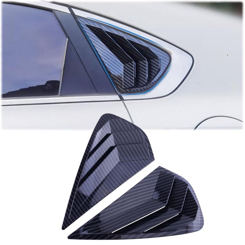 Rear Window Vent Shades: Carbon Fiber Pattern ABS Material - Custom Fit For 2019-2024 Forte, Easy Adhesive Installation, Durable Waterproof Protection For Automotive Exterior Accessories - Image 1