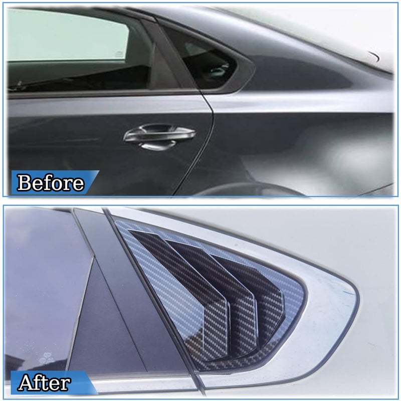 Rear Window Vent Shades: Carbon Fiber Pattern ABS Material - Custom Fit For 2019-2024 Forte, Easy Adhesive Installation, Durable Waterproof Protection For Automotive Exterior Accessories - Image 3