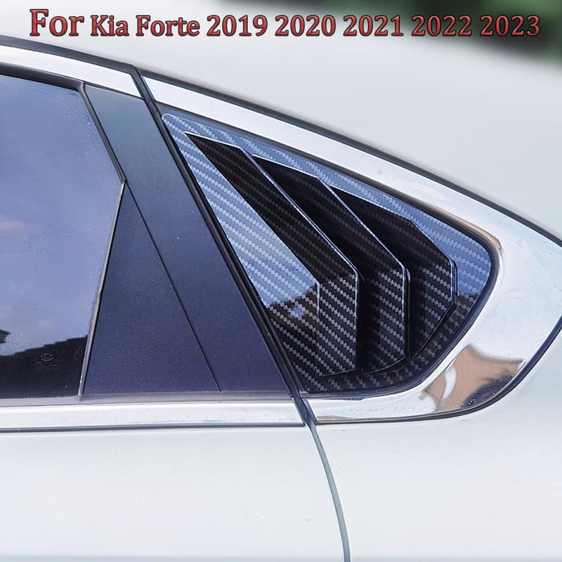 Rear Window Vent Shades: Carbon Fiber Pattern ABS Material - Custom Fit For 2019-2024 Forte, Easy Adhesive Installation, Durable Waterproof Protection For Automotive Exterior Accessories - Image 2