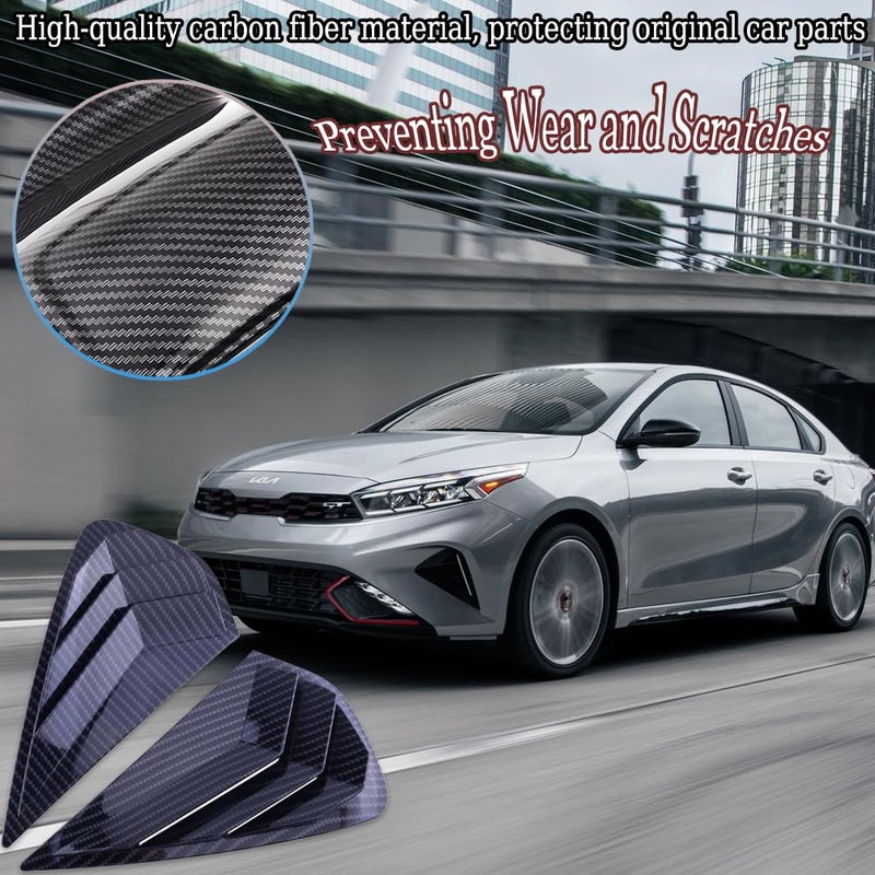 Rear Window Vent Shades: Carbon Fiber Pattern ABS Material - Custom Fit For 2019-2024 Forte, Easy Adhesive Installation, Durable Waterproof Protection For Automotive Exterior Accessories - Image 4