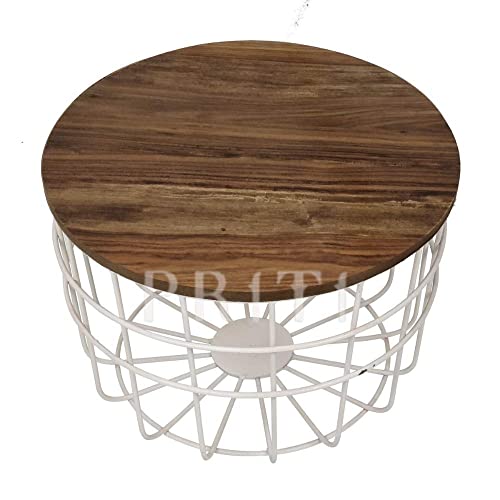 Priti Elegant White Round Coffee Table with Gold Geometric Metal Legs and Durable Engineered Wood top for Luxury Apartment and Lounge Decor - Image 2