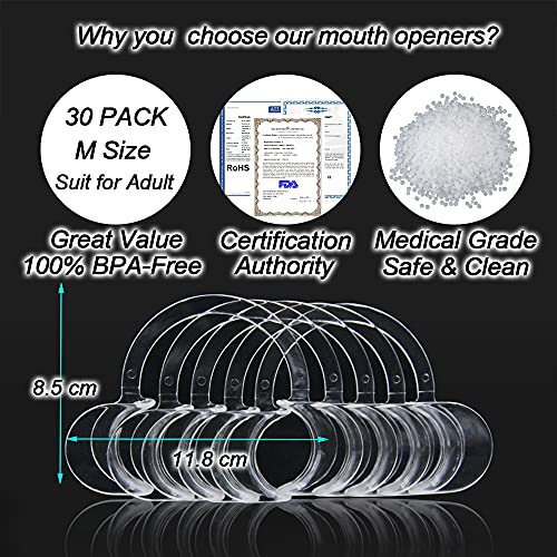 THINKPRICE 30-Pack Dental Cheek Retractor, Professional Autoclavable Mouth Opener Retractors, 100% BPA-Free, for Dentist, Teeth Whitening, Party, Mouthguard Challenge Game - Size M, Clear - Image 2