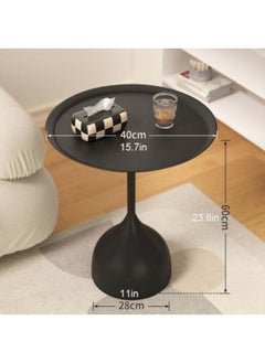 GGEROU Round Coffee Table, Modern Bedside Table, Sofa Side Table End Table for Living Room, Bedroom, Office ,Black  - Image 2