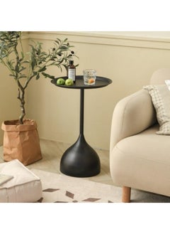 GGEROU Round Coffee Table, Modern Bedside Table, Sofa Side Table End Table for Living Room, Bedroom, Office ,Black  - Image 4