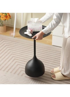 GGEROU Round Coffee Table, Modern Bedside Table, Sofa Side Table End Table for Living Room, Bedroom, Office ,Black  - Image 3