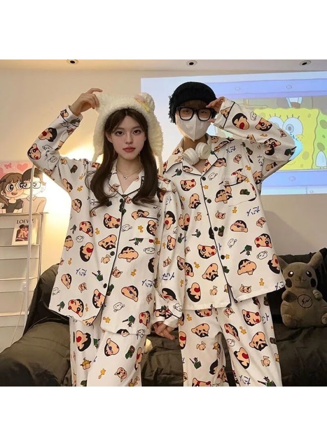 Yuzhaolin Couple's Pajamas, Men's Crayon Shin-chan Pajamas, Women's Autumn And Winter Cotton Long-sleeve Cute Cartoon Home Wear Set - Image 2