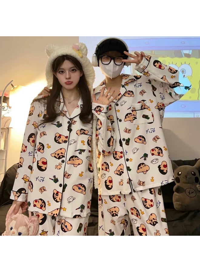 Yuzhaolin Couple's Pajamas, Men's Crayon Shin-chan Pajamas, Women's Autumn And Winter Cotton Long-sleeve Cute Cartoon Home Wear Set - Image 3