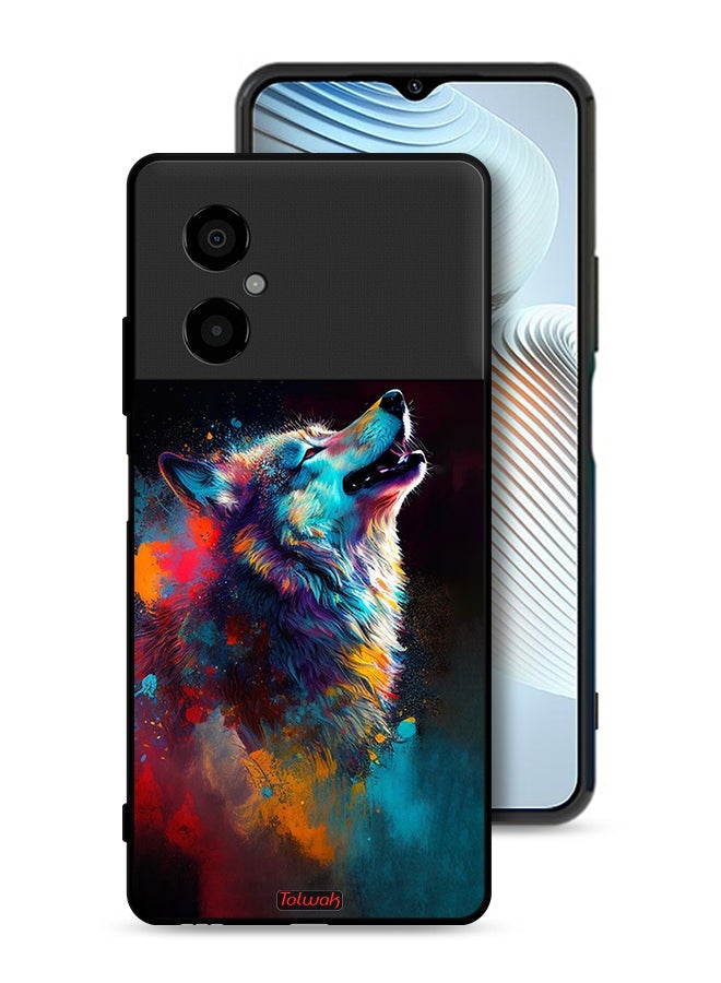 Tolwak Xiaomi Poco M4 5G Protective Case Cover Wolf Colorful Art - Image 1