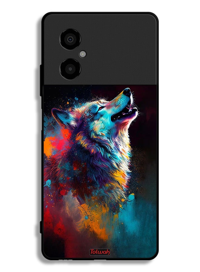 Tolwak Xiaomi Poco M4 5G Protective Case Cover Wolf Colorful Art - Image 2